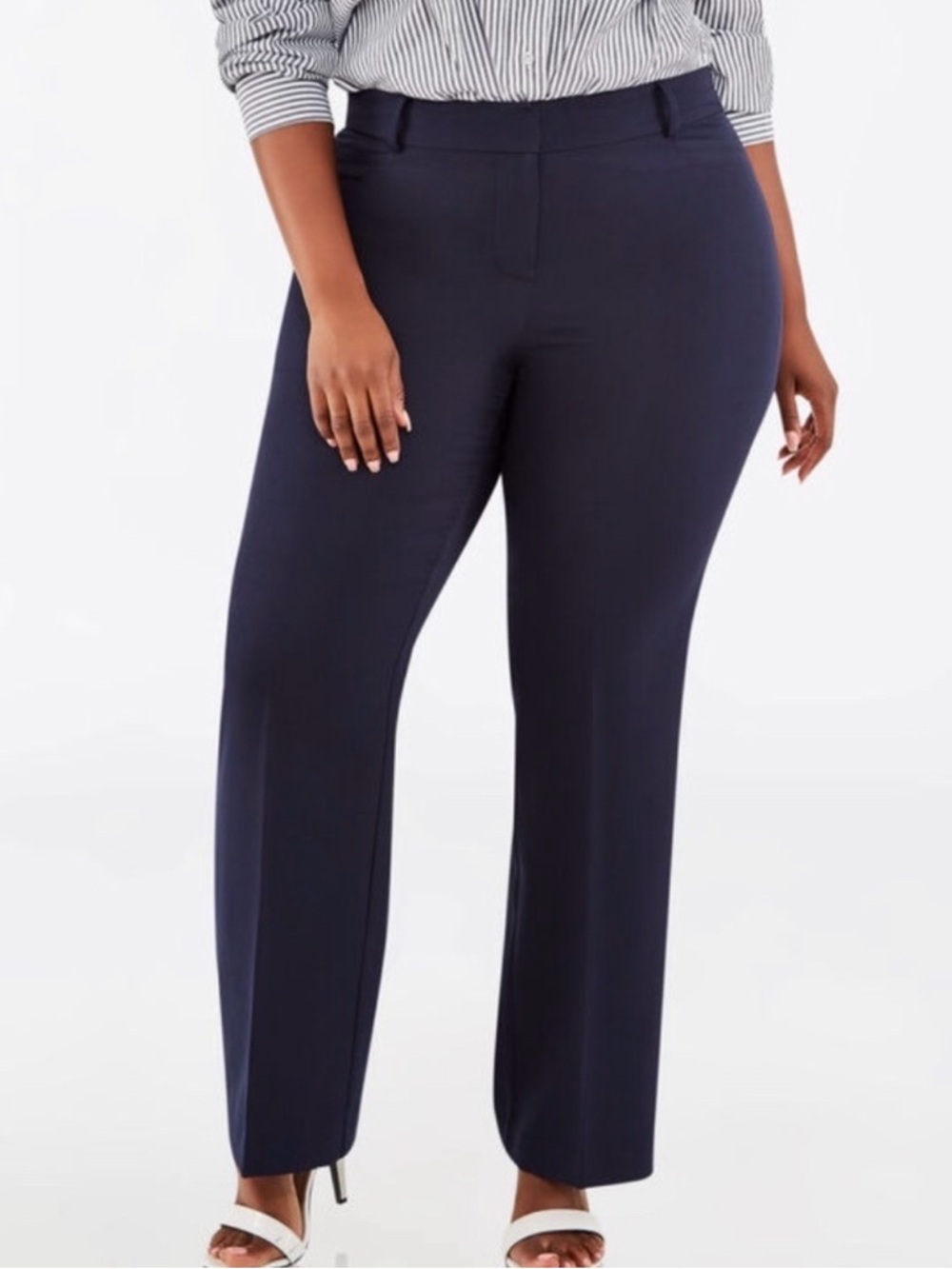 Ashley Stewart Brown Stretch Ankle Pants Trousers Size 32 Tall